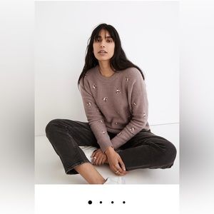 Madewell Embroidered Cross-Stitch Floral Pullover Sweater XL
